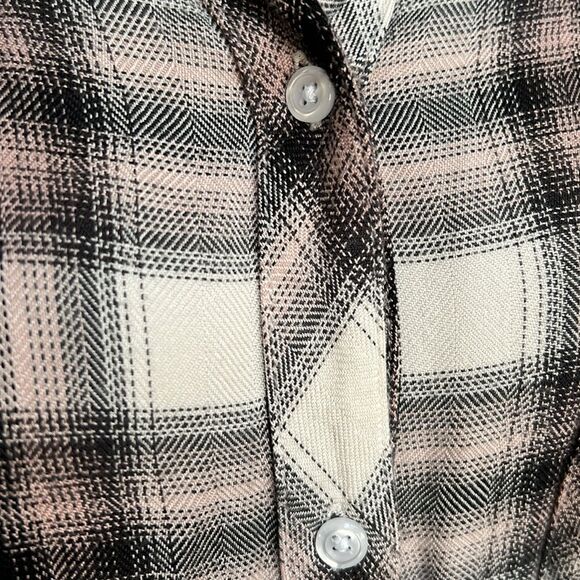 Rails Hunter Size Small Button-Down Ivory Coal Blush Plaid Long Sleeve Shirt - Picture 5 of 12
